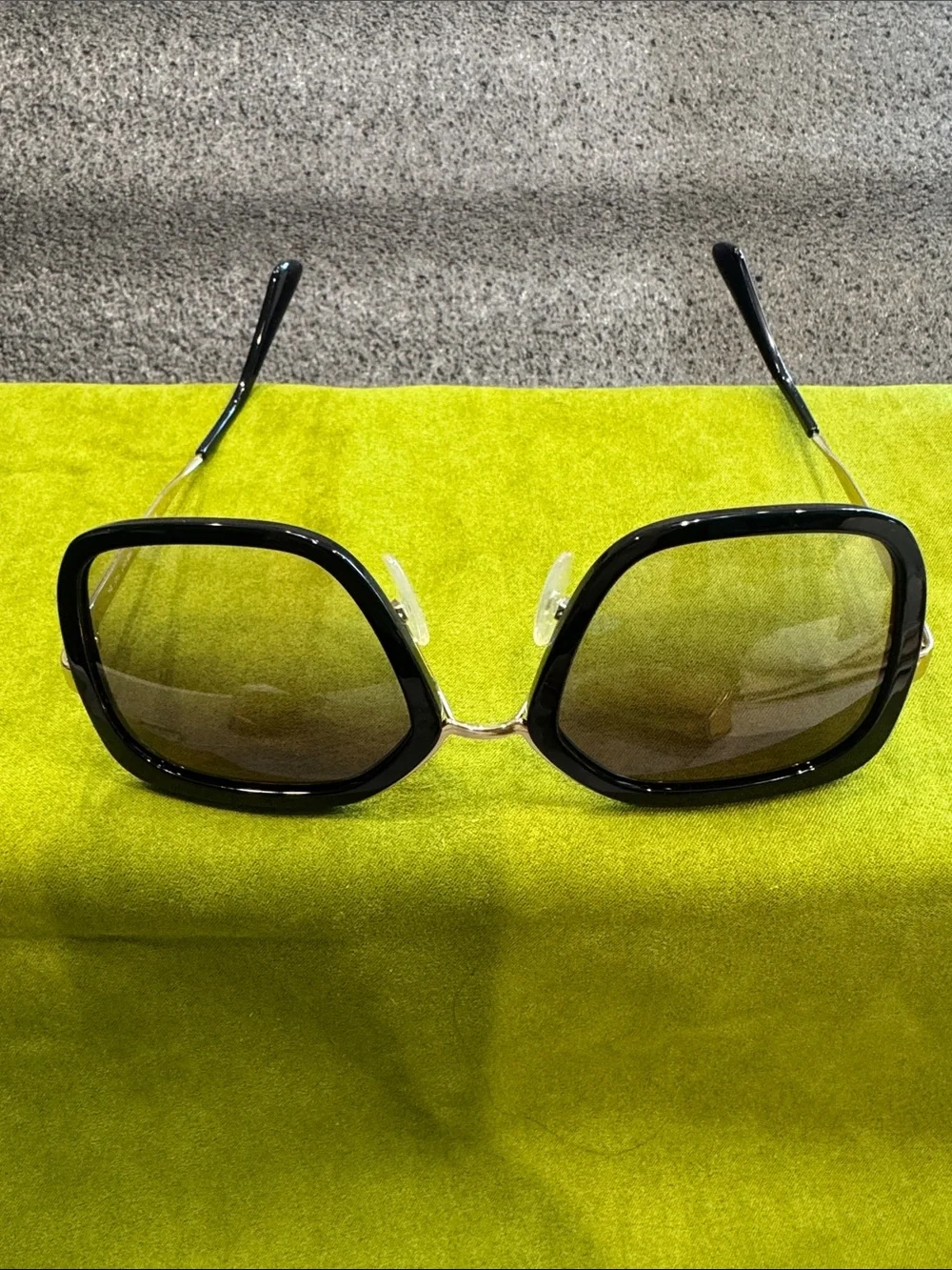 Prada Black Square Frame Sunglasses with Brown Lenses
